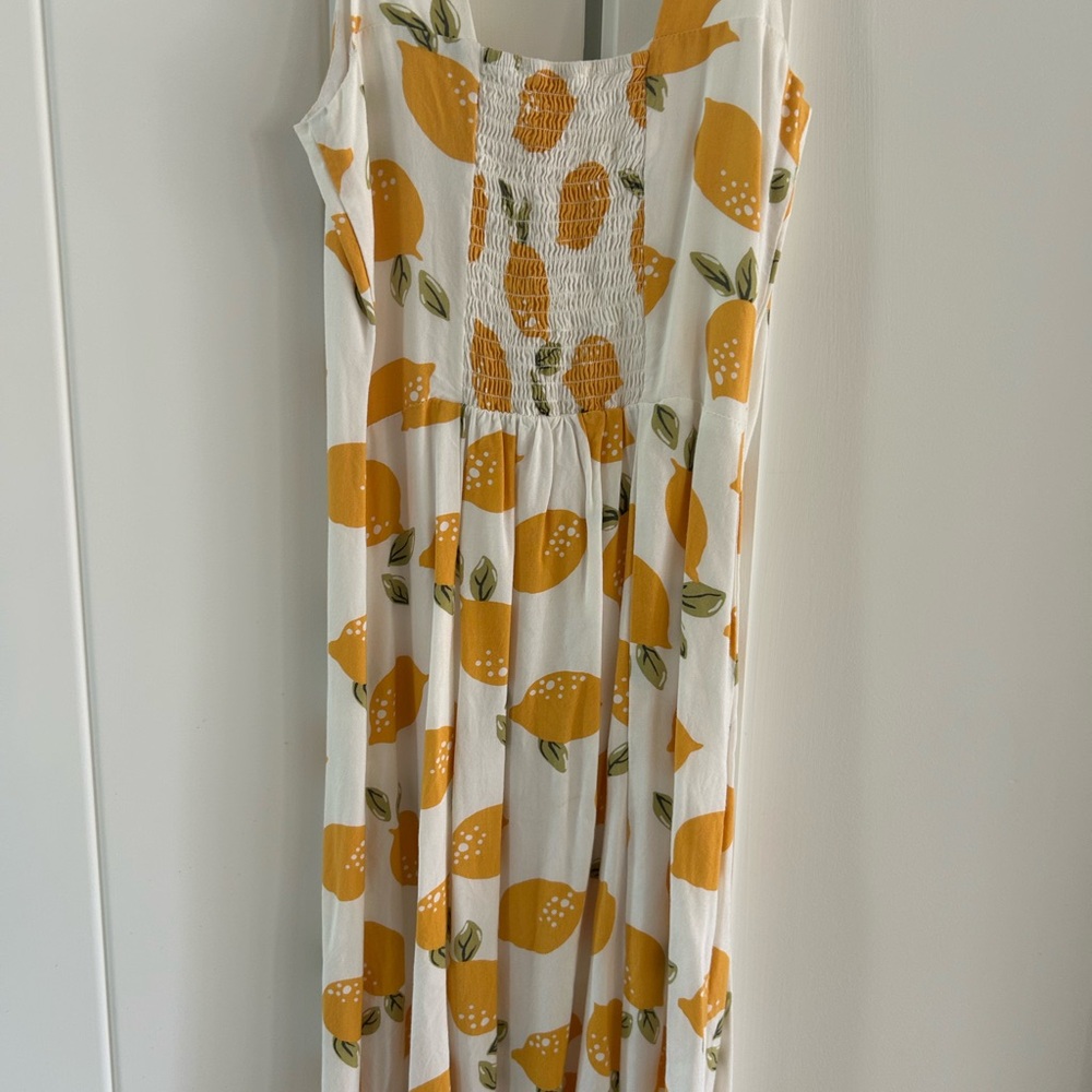 MELLODAY White and Yellow Pleated Sundress
